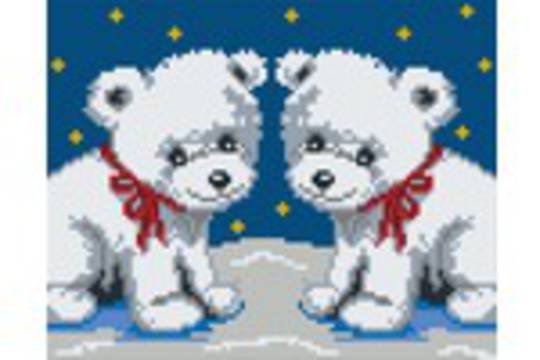 Polar Bear Twins Four [4] Baseplate PixelHobby Mini-mosaic Art Kit